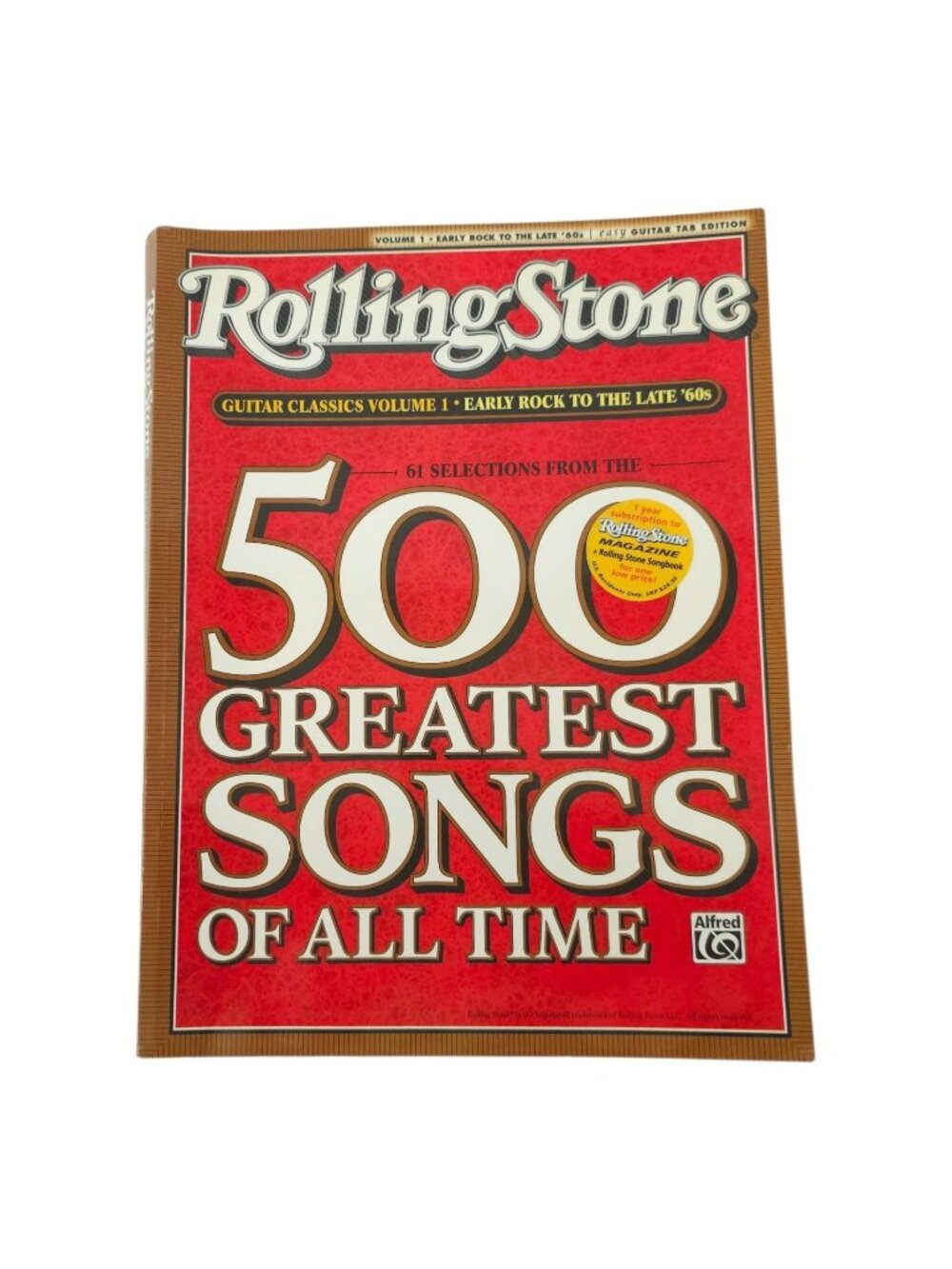 Rolling Stone 500 Greatest Songs Guitar Classics Vol 1 Easy Guitar TAB Book